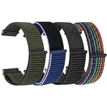 Imagem de Verbstel Substituição de tecido de nylon de liberação rápida ajustável para Samsung Gear S3/Galaxy Watch 46 mm (2019)/Galaxy Watch 3 de 45 mm (22 mm, verde-oliva/azul/preto/colorido)