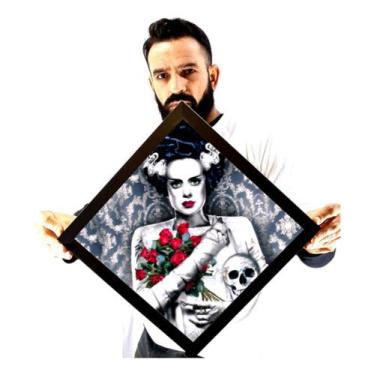 Imagem de Quadro Formato Diamante Arte Noiva De Frankenstein - Fanarte