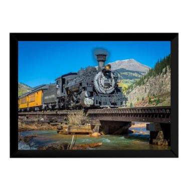 Imagem de Quadro Decorativo Trem Locomotiva Vintage Paisagem - Fanarte