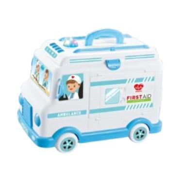 Imagem de MERIGLARE Kits de ambulância para crianças, brinquedo educacional de aprendizagem com som e luz, dramatização, brincadeira de faz de conta para meninos e, Azul