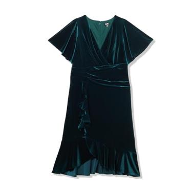 Imagem de S.L. Fashions Vestido feminino de veludo para coquetel, festa perfeita, vestido de convidada de casamento (tamanho grande), Veludo florestal, 58