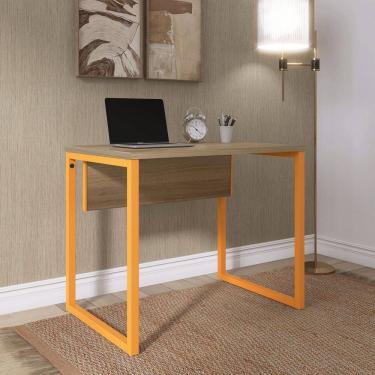 Imagem de Mesa para Escritório Industrial 90cm Pe25 Noce Naturalle/Laranja Picasso