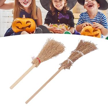 Imagem de Tnfeeon 20pcs Mini Decoração de Vassoura Pendurada, Mini Vassouras de Palha Artificial Em Miniatura, Halloween Palha Decoração de Decoração de Bruxa Acessório, Simulação Bruxa para