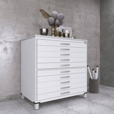 Imagem de Mapoteca 10 Gavetas Map10 120,4cm X 122,3cm Aço Branco