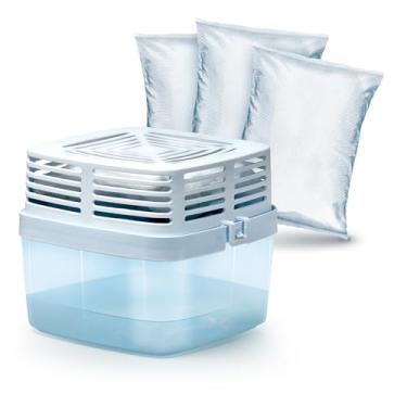 Imagem de HUMYDRY - Pacote Premium de 470 ml Desumidificador com 3 refis de absorção de umidade – 470 ml – Sem fragrância – Ideal para espaços de até 200 metros quadrados