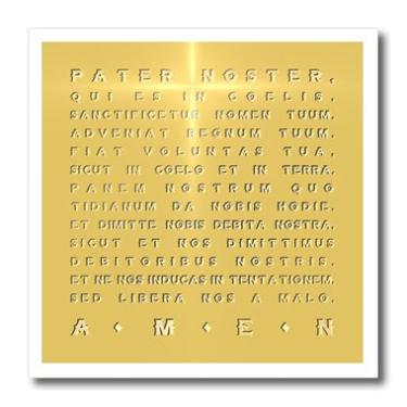 Imagem de 3dRose Lords Prayer-texto latino com efeito dourado com crucifixo de transferência de calor, 25,4 cm, para material branco (ht_220779_3)