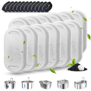 Imagem de Filtros de fonte de água para gatos, pacote com 24 filtros para fonte de água para animais de estimação de aço inoxidável de 1,899 g/2L e 3,061 g/3,2L, pacote com 12 filtros de substituição para