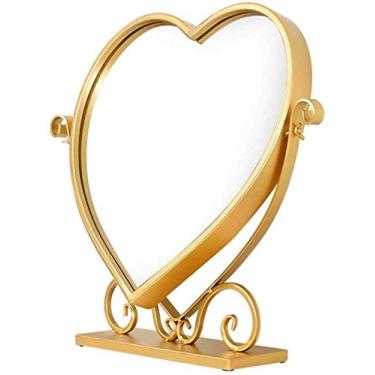 Imagem de Espelhos compactos espelho de maquiagem criativo espelho de mesa espelho de mesa quarto espelho de princesa espelho decorativo dourado arte de ferro espelhos de maquiagem (cor: Tamanho A: 12 * 38 * 67