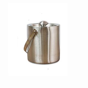 Imagem de GNHGDFFDF Balde de gelo, balde de gelo, parede dupla, isolado, aço inoxidável, balde de gelo, vinho, champanhe, uísque com tampa e alça portátil