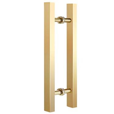 Imagem de Puxador de porta cromado de aço inoxidável em forma de tubo quadrado push pull comercial estilo moderno para escritório, shopping center, casa, sala