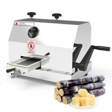 Imagem de Extrator de prensa de cana de açúcar comercial, máquina manual de suco de cana, espremedor de aço inoxidável com manivela