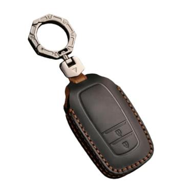 Imagem de Capa de couro para chave de carro compatível com Toyota Land Cruiser 200 300 Prado Crown TLK Yaris Cross Hilux Innova Fortuner Camry 55(2 Btn Black)
