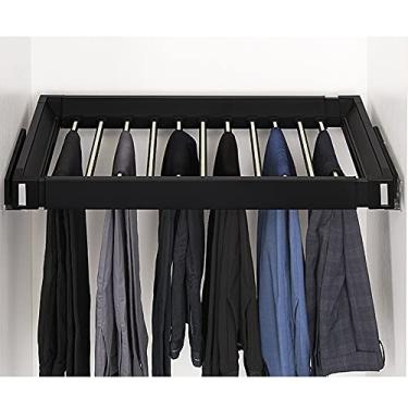 Imagem de Suporte extensível para calças, organizador de armário que economiza espaço para jeans, gravatas, cachecóis e toalhas - Solução de armazenamento removível em preto
