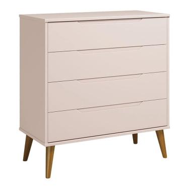 Imagem de Cômoda Gaveteiro Retrô Elfe Rosa Acetinado Amadeirado - Reller