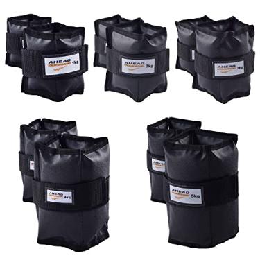 Imagem de Kit Com 5 Pares Caneleiras De Peso De 1kg À 5kg Preta