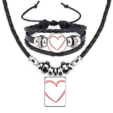 Imagem de Conjunto de joias de pulseira de couro com linhas duplas para dia dos namorados