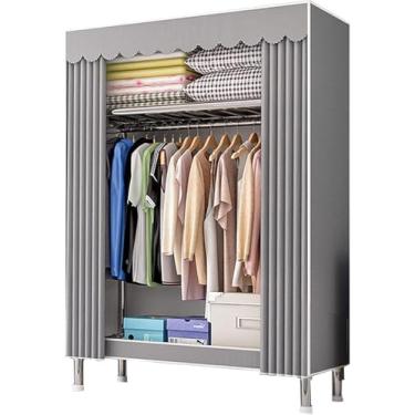 Imagem de Armário De Tecido De Guarda-roupa Dobrável, Guarda-roupa De Lona 106x46x173 Cm Guarda-roupas De Tecido Para Móveis De Quarto Guarda-roupa Portátil Com Trilho De Suspensão, A, 168x46x173cm