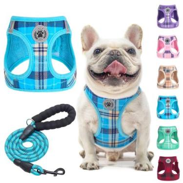 Imagem de Conjunto de arnês e coleira para cães BEAUTYZOO Small Reflective Blue 