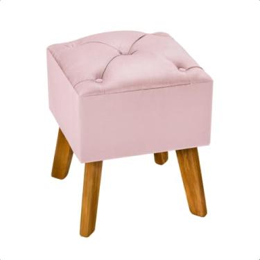 Imagem de Puff Decorativo de Veludo Captonê – Assento Retrô Luxo para Sala, Quarto e Recepção (ROSÊ)