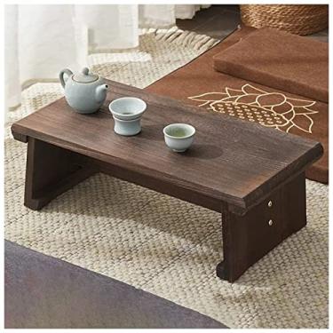 Imagem de Mesa de centro com pernas dobráveis, laptop, tatame, mesa de chá, mesa baixa multifuncional para café da manhã, bandeja de servir, escrever, estudar, comer, desenhar (marrom 50 x 30 x 20 cm)