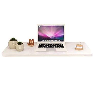 Imagem de LXB Mesa de computador doméstica montada na parede - mesa dobrável de parede dobrável de folhas suspensas, mesa de computador de jantar, economia de espaço, dobrável, loja de chá branco / 100 x 40 cm