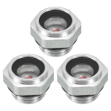 Imagem de Pacote com 3 unidades de vidro de visão de óleo para compressor de ar, rosca macho G 9,5 cm de liga de alumínio, pacote com medidor de nível de líquido, peças de compressor de ar com anel de vedação