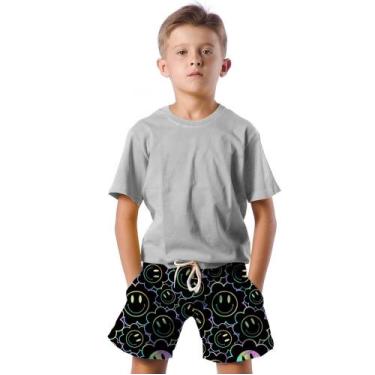 Imagem de Shorts Infantil Bermuda Calção Praia Verão Flores Emoji Rainbow 456 - 