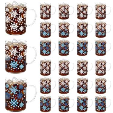Imagem de Baderke Conjunto de 24 canecas de vidro que mudam de cor de Natal, canecas de café grandes de 473 ml, com alça, Papai Noel, floco de neve, chávenas de café de inverno, presente de Natal para mulheres