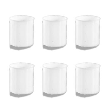 Imagem de Conjunto de 6 Formas para Queijo Minas Frescal e Ricota, Polietileno Branco, 500g, com Tela Rígida e Furos Laterais, 112x99x99mm