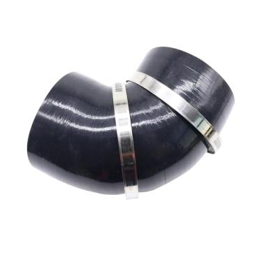 Imagem de OXCANO Mangueira de silicone de comprimento do acoplador de cotovelo de 4 camadas de 90 graus, 0,2 polegadas/5 mm de espessura, tubo de admissão com grampos de parafuso T para tubulação de admissão de