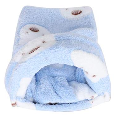 Imagem de aqxreight Mini Pet Inverno Dormir Cama Gaiola Hamster Removível Cobaias Casa Quente Caverna Casa Quente e Muito Adorável Desenho Animado Esponja Flanela e Cor Confortável Pet (M)