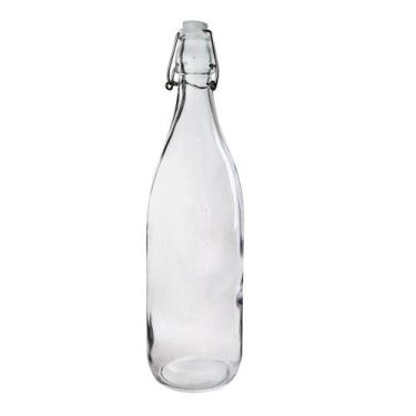 Imagem de Garrafa de vidro transparente com tampa hermética 1000ml - LINX