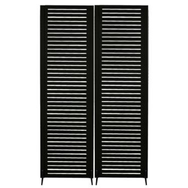 Imagem de 2 Biombo Pintado Divisoria Preto Branco Separador de Ambiente MDF Com Pés (Preto, Horizontal)