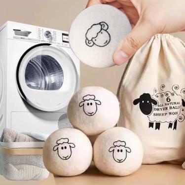 Imagem de Bolas de secadora reutilizáveis para lavar em casa bola de secagem de lã amaciante de roupas acessórios para máquina de lavar 3/4/5/6/7 cm (1 peça, cordeiro, 7 cm)