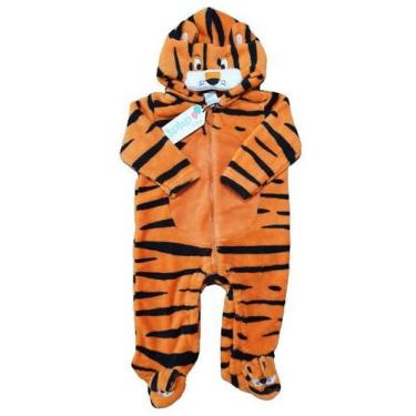 Imagem de Macacão Pijama Infantil Plush 1 À 10 Meses Tip Top Tigre