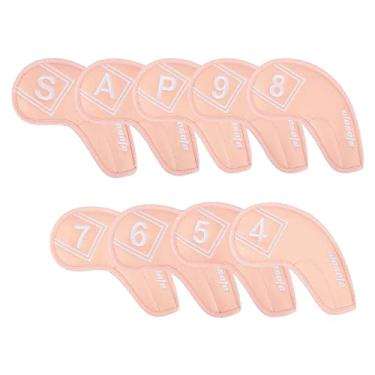 Imagem de Tachiuwa 9PCS capas de ferro de golfe, conjunto de capas de cabeça de ferro de golfe de couro, capas de ferro de golfe, capas de cabeça de taco de golfe para, ROSA