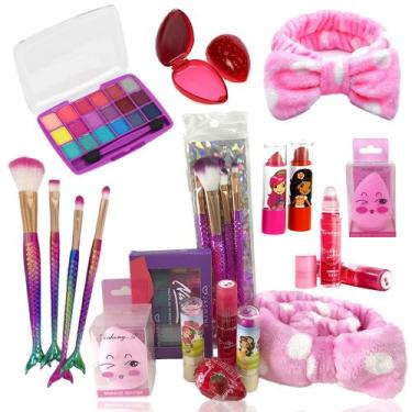 Compre Crianças maquiagem brinquedos kit para menina lavável cosméticos  brinquedos conjunto fingir jogo princesa sombra blush batom maquiagem bolsa  conjunto