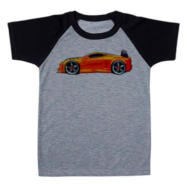Imagem de Camiseta Raglan Infantil Cinza Carro De Corrida Laranja Turbo (BR, Numérico, 8, Regular, Polialgodão)