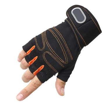 Imagem de Luva Masculina Crossfit Academia Musculação Com Munhequeira (Preta/Laranja, P)