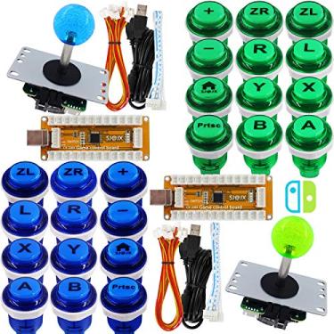 Imagem de SJ@JX Controle de jogos Arcade Codificador USB 2 jogadores gamepad Cherry MX Microswitch botão 8way joystick para Nintendo Switch PC PS3 Retropie Raspberry Pi MAME