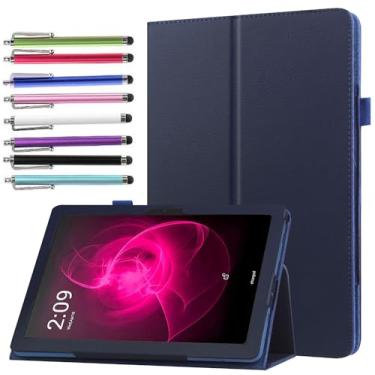 Imagem de elitegadget Capa para tablet TCL TAB 10 NXTPAPER 5G 10,4 polegadas modelo 9199S - Capa de couro PU fina e leve + 1 caneta Stylus (azul marinho)