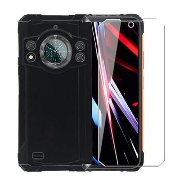 Imagem de WDMYLFTW Capa para Cubot Kingkong ACE 3 + película protetora de tela de vidro temperado - Capa protetora de TPU (preta)