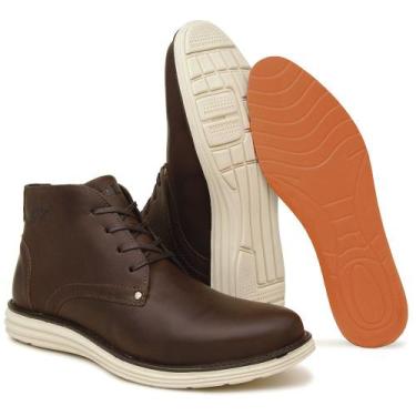 Imagem de Bota Couro Coturno Galsax Masculino Casual Confort Cano Medio, Marrom,