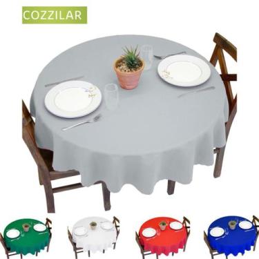 Imagem de Kit 2 Toalhas de Mesa Redonda 4 Lugares Lisa - Cozzilar, Cinza