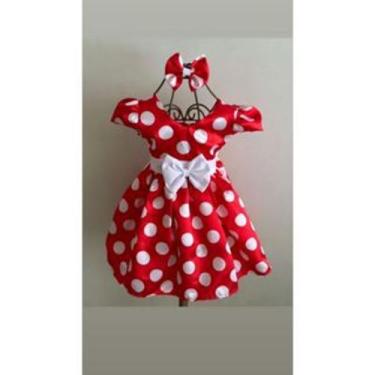 Imagem de Vestido Menina Infantil Elegante Vermelho com Bolinhas Brancas - EDYNH