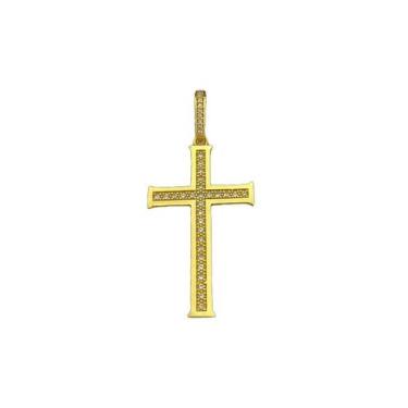 Imagem de Pingente cruz cravejada g - banhado a ouro 18k - ToJoia18k