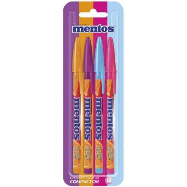 Imagem de Caneta Esferográfica JET LUX Mentos 4 Cores Sortidas  Caixa com 10 Uni