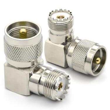 Imagem de Adaptador coaxial de ângulo reto de 90 graus PL259 UHF, PL259 macho para conector de antena de cotovelo SO239 fêmea, conector coaxial UHF SO239 em forma de L para rádio CB HAM, antena, medidor SWR,