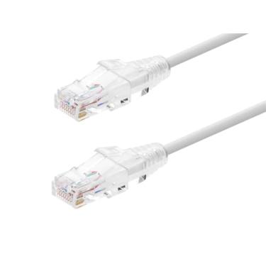 Imagem de Monoprice Cabo Ethernet Cat6 – 7,6 m – Branco | RJ45 Stranded 550MHz UTP CMR Riser Classificado Fio de cobre puro 28AWG – Série SlimRun