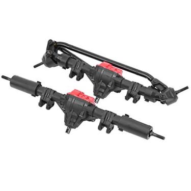 Imagem de Eixos SCX24, Eixos de Rastreador RC Com 2 Engrenagens de Transimissão da Engrenagem da Engrenagem Dianteiro e Eixo Traseiro SCX24 Atualizações para SCX10 I/SCX10 II 1/10 RC Car